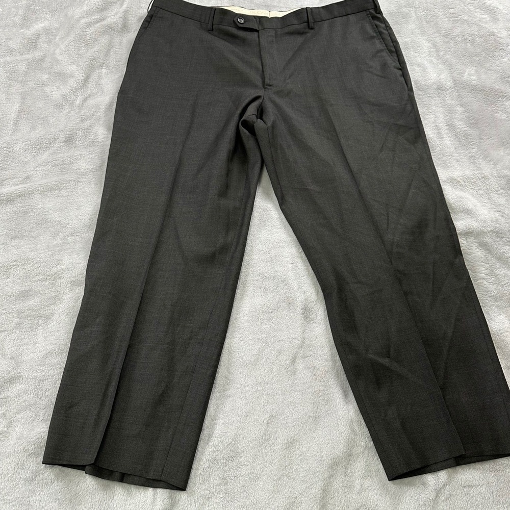 St. Croix Dress Pants Mens 42 Charcoal Gray 100% Wool Made in Italy Flat Front